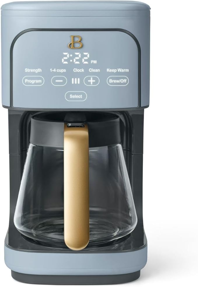 Beautiful 12-Cup Programmable Coffee Maker – Auto Brew, Digital Timer, Glass Carafe (Cornflower Blue)