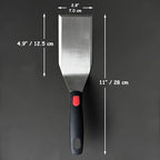 Professional Metal Spatula for Cast Iron Skillets and Flat Top Grills, Full Tang Silicone Handle,Thickened Stainless Steel Blade, Smash Burger Spatula Turner for Flipper, Cooking, BBQ, 5 x 2.75 Inch