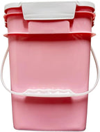House Naturals 4 Gallon Square Food Grade Bucket Pail with Plastic Handles and Lid (Pack of 3) Made in USA containers (Pink - White lids)