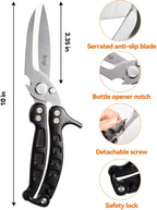 Brigii Kitchen Shear, Stainless Steel Heavy Duty Poultry Shears, Multi-Purpose Kitchen Scissors for Cutting Chicken, Fish, Seafood, and Vegetables-Black