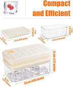 Brigii Ice Cube Tray with Lid&Bin, Ice Cube Mold with 56 Cubes, Stackable Ice Trays for Freezer with Easy-Release Silicone Bottom, for Drinks, Coffee, cocktail