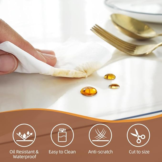 Warmstar Clear Table Cover Protector 48 x 72 Inch,1.5mm Thick Plastic Table Cover Rectangle,PVC Clear Table Protector，Desk Protector Mat for Kitchen, Dresser, Writing Desk，Dining Room Table
