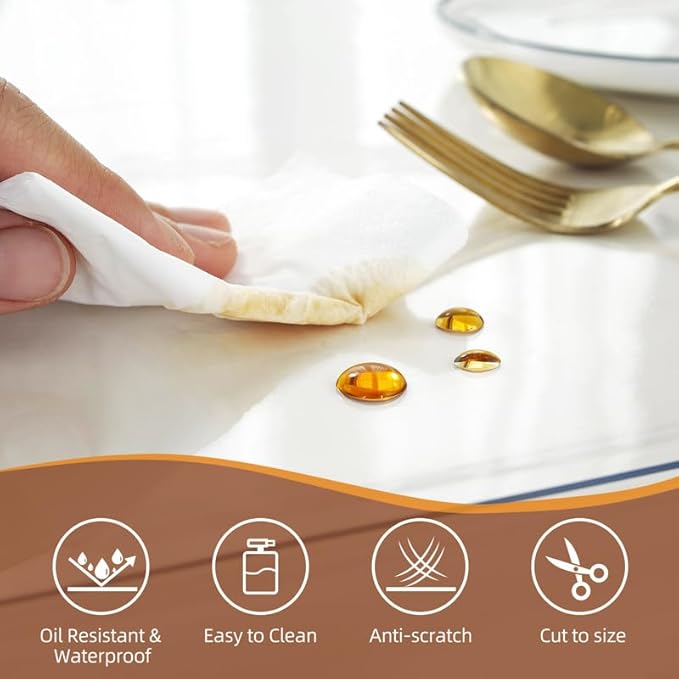Warmstar Clear Table Cover Protector 16 x 42 Inch,1.5mm Thick Plastic Table Cover Rectangle,PVC Clear Table Protector,Desk Protector Mat for Kitchen, Dresser, Writing Desk，Dining Room Table
