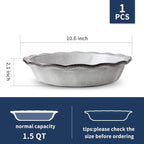 Ceramic Pie Pan, 9 Inches Pie Plate, Pie Dish for Dessert Kitchen, Round Baking Dish Pan for Dinner, Wrapping Upgrade, Reactive Glaze (Variable Grey)
