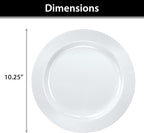 Lillian Tablesettings Premium Quality 10.25 inch Heavyweight Plastic Plates China Like, Wedding and Party Dinnerware Plastic Plates, White Pearl - Value Pack 120 Count