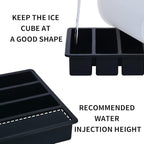 LONGFITE Large and Long Ice Cube Tray 2 Pack Silicone Freezing Container Sticks with Lid for Whiskey, Water Bottle, Food Leftovers and Baking