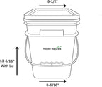 House Naturals 4 Gallon Square Food Grade Bucket Pail with Plastic Handles and Lid (Pack of 3) Made in USA containers (Black)