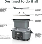 Ninja Foodi 8-in-1 Everyday Possible Cooker PRO 8.5-Quart Multi-Cooker with Glass Lid, Slow Coorker Integrated Spoon, and Non-Stick, Oven-Safe Pot,Sea Salt Grey