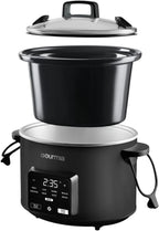 Gourmiia 4.5 Qt Programmable Slow Cooker with 5 Presets, Slow Cook, Digital Timer, Keep Warm Function, Nonstick Interior, Dishwasher Safe, Black