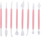 Marshmallow Fondant Cake Decorating Hand Tool 12 Pcs 5 Sets Sugarcraft Gumpaste Icing Smoother Rolling Pin Trimmer Cutter Embosser Flower Scissor Modelling Accessories Supplies Kit Pink