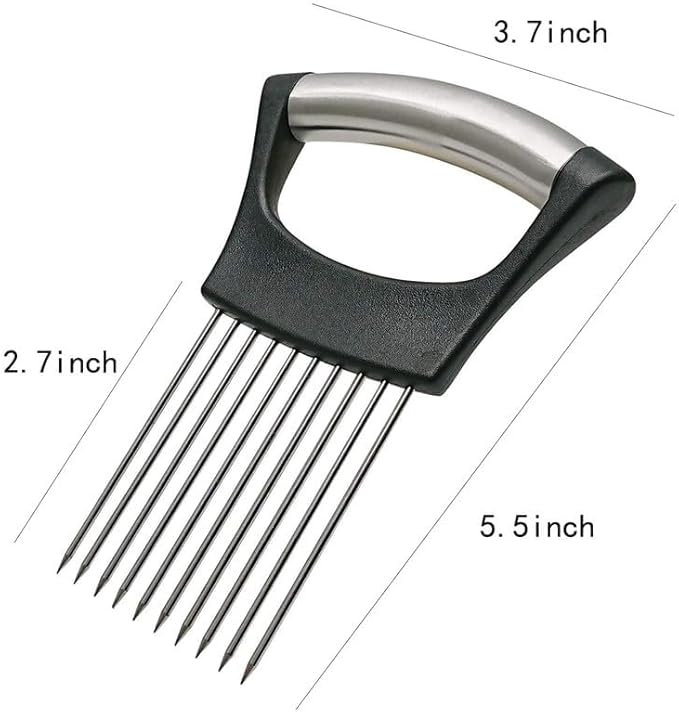 Onion Slice Holder, 2024 New Stainless Steel Holder for Slicing, Chopper Assistant Tool, Cutter for Meat, Onion, Potato, Tomato Kitchen Gadgets (Red, 1 Pack)