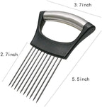 Onion Slice Holder, 2024 New Stainless Steel Holder for Slicing, Chopper Assistant Tool, Cutter for Meat, Onion, Potato, Tomato - Kitchen Gadgets (Black, 3 Pack)