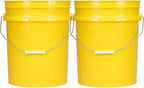 House Naturals 5 Gallon Premium HPDE Plastic Bucket - Made in USA Food Grade Storage Container, BPA Free All Purpose Pail (2, Yellow)
