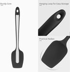 Heat Resistant Silicone Spatula Set: U-Taste 600ºF High Temp Seamless Food Grade Utensil, Flexible Rubber Silicon Kitchen Cooking Mixing Baking Scraper for Nonstick Cookware Set of 4 (Black)