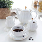 Sweejar Royal Teapot, Ceramic Tea Pot with Removable Stainless Steel Infuser, Blooming & Loose Leaf Teapot - 28 Ounce(White)
