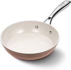 KOCH SYSTEME CS 8 Inch Nonstick Frying Pan Skillet, Ceramic Non Stick Frying Pans, Non Toxic Pans for Cooking, Induction Compatible Egg Pan, Free of PFOA & PTFE, Dishwasher & Oven Safe, Brown