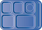 Carlisle FoodService Products Right Hand 6-Compartment Melamine Tray 14.5" x 10" - Café Blue