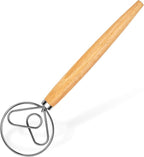 Danish Dough Whisk Stainless Steel Hook Dutch Style Bread Mixer with Wooden Handle for Sourdough Making Tools