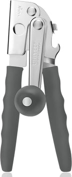 Commercial Can Opener, UHIYEE Hand Crank Can Opener Manual Heavy Duty with Comfortable Extra-long Handles, Oversized Knob, Large Handheld Can Open Easy for Big Cans, Gray