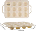 2 Pack Silicone Muffin Pan with Metal Reinforced Frame, 12 Cups Regular Size Silicone Cupcake Pan, Nonstick silicone Cupcake Molds for baking Homemade Muffins, Cupcakes, Egg Bites