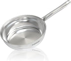 Sunhouse 8 Inch Tri-Ply Stainless Steel Frying Pan, Whole-Clad No Coatings Skillet with Stay-cool Handle for Cooking, Durable & Oven Safe to 500°F, Dishwasher Safe, Compatible with All Cooktops