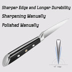 Paring Knife 3.5 inch Small Kitchen Knife Manual Sharpened 5Cr15Mov Stainless Steel Fruit Knife Full Tang with 3 Rivets in Ergonomic Pakkawood Handle