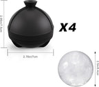 Samuelworld Large Ice Ball Maker with Lid, 4 x 2.5 Inch Round Silicone Ice Ball Mold, BPA Free, Easy To Fill Round Silicone Ice Tray, Craft Ice Maker for Whiskey, Cocktails, Gifting - Black