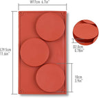 homEdge 3-Cavity Disc Shape Silicone Mold, 3 Packs Disc Cake, Gustard, Resin Coaster, Tart, Handmade Soap Molds-Brown