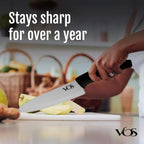 Vos Ceramic Knife with Peeler, Knives Set For Kitchen, Ultra Sharp Kitchen Knife Set with Covers, 4" 5" 6" 7" 8" Paring, Chef Knife, Santoku & 2 more, Lightweight, Dishwasher safe (Black)