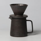 Stoneware Handmade Pour Over Coffee Maker Set, Ceramic Coffee Brewer Hand Drip Cone Dripper & Coffee Pot Microwaveable Decanter, Retro Metallic Glaze, 16oz