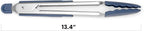 Misen Kitchen Tongs - Dishwasher Safe, Heavy Duty - Precision Silicone-Tipped Grilling Tool - Heat Resistant, Nonstick Safe - Perfect for Serving and Air Frying- 13 Inch | Blue