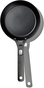 OXO Outdoor Pre-Seasoned Carbon Steel 8" Frying Pan Skillet, Detachable Handle for Easy Storage, Indoor Use, Nonstick with Use, Induction Suitable, Oven & Broiler Safe,Browning, Grill,Sear,Saute,Black