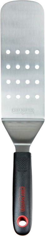 Chef Master 90285 High Heat Perforated Flexible Turner Spatula, 7.6" x 2.87" Blade | Heat Resistant Handle | Slip Resistant Grip | Dishwasher Safe