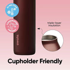 Owala FreeSip Twist Insulated Stainless Steel Water Bottle with Straw for Sports and Travel, BPA-Free, 24-oz, Black Cherry