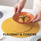 Heat-Resistant Silicone Trivet Mats, Non-Slip Hot Plate Holder for Kitchen Countertops & Dining Table, Reusable Pot Holder Pad with Secure Grip, Dishwasher Safe (Yellow, Diameter: 30cm/11.81")