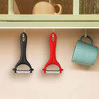 AUAUY 2Pcs Potato Peeler, Y-Shaped Swivel Vegetable Peeler, Fruit Peeler for Kitchen, Non-Slip Y Peeler, Ergonomic Handle Sharp Blade Stainless Steel Peeler, Veggie Peelers for Kitchen(Black+Red)