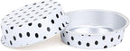 Beasea Mini Tart Pans with Lids 100 Pack, 4” 8oz Disposable Aluminum Baking Foil Tins Round Small White Black Dot Container for Individual Cupcake Dessert Muffin Ramekin Cheesecake Quiche Oven Dishes