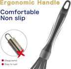 Dishwasher Safe Whisk, Professional Whisks For Cooking Non-Scratch, Stainless Steel & Silicone Wisk, Plastic Rubber Whisk Tool For Nonstick Cookware Pans, Heat Resistant Whisk 12-Inch, Grey