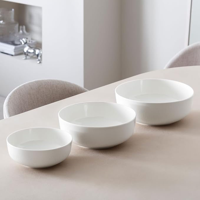 Villeroy & Boch Afina Gourmet Large Serving Bowl, Premium Porcelain, Made in Germany, Dishwasher and Microwave Safe, 10.25x 10.25x 4 in, Stackable, White
