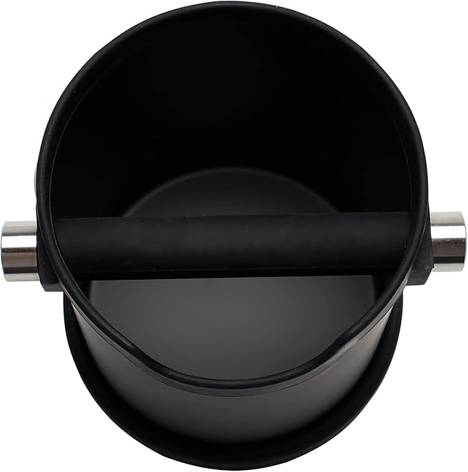 Espresso Knock Box, Capacity 60.8oz/1800ML Stainless Steel Coffee Grounds Container Waste Bin Coffee Tools for Barista and Non-slip Base (Black)