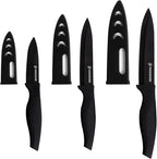 6-Piece Paring Knife Set with Sheaths-Ceramic Blade Sharp Rust Proof Stain Resistant (include 5inch Utility Knife, 4inch Fruit Knife,3inch Paring Knife)-Black (win0529)