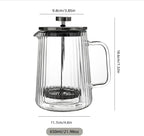 French Press Coffee Maker – 650ml (22oz) | Double-Wall Borosilicate Glass - Makes 4–5 Cups (1Cup = 4oz or 118ml) | Ribbed Manual Brewer with Stainless Steel Mesh Filter for Coffee & Tea