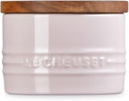 Le Creuset Signature Salt Cellar and Storage Canister with Wood Lid, 7 oz., Shallot