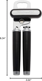 KitchenAid Classic Multifunction Can Opener and Bottle Opener Easy to Use, Razor Sharp Stainless Steel Cutting Wheel, Soft Ergonomic Handles, Black
