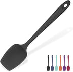 Heat Resistant Silicone Spoon Spatula: U-Taste 600ºF High Heat Flexible 11.38in Silicon Mixing Stirring Cooking Scraping Baking Bowl Scraper Seamless Spreader for Kitchen Nonstick Cookware (Black)