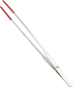 Reptile Feeding Tongs, Stainless Steel Lizard Feeding Tongs, Aquarium Straight Feeding Tweezers for Reptiles with Rubber Tip, Terrarium Feeding Tongs for Gecko, 10.63" Length, Red