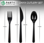 Party Bargains Disposable Cutlery set, Onyx Design, 360 Pieces: 180 Forks, 120 Spoons, 60 Knives