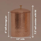 Pure Copper Canisters for Coffee Tea Sugar Flour, Food Storage Containers with Lids, Kitchen Countertop Decor, Kitchen Storage, Hand Hammered, Small (Copper Canister (1))