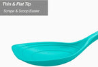 2 Pack Large Silicone Cooking Spoons set, Non-Stick Slotted/Solid Spoon set with Deep Bolw& Measurement Mark for Mixing, Serving, Draining, Scooping, Scraping, Heat Resistant Kitchen Utensils,Teal