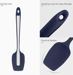 U-Taste Silicone Cooking Spoon Spatula: 480ºF Heat Resistant Food Grade 11.38" Flexible Rubber Kitchen Spoonula, Seamless Pastry Bowl Scraper for Mixing Scraping in Nonstick Cookware (Midnight Blue)